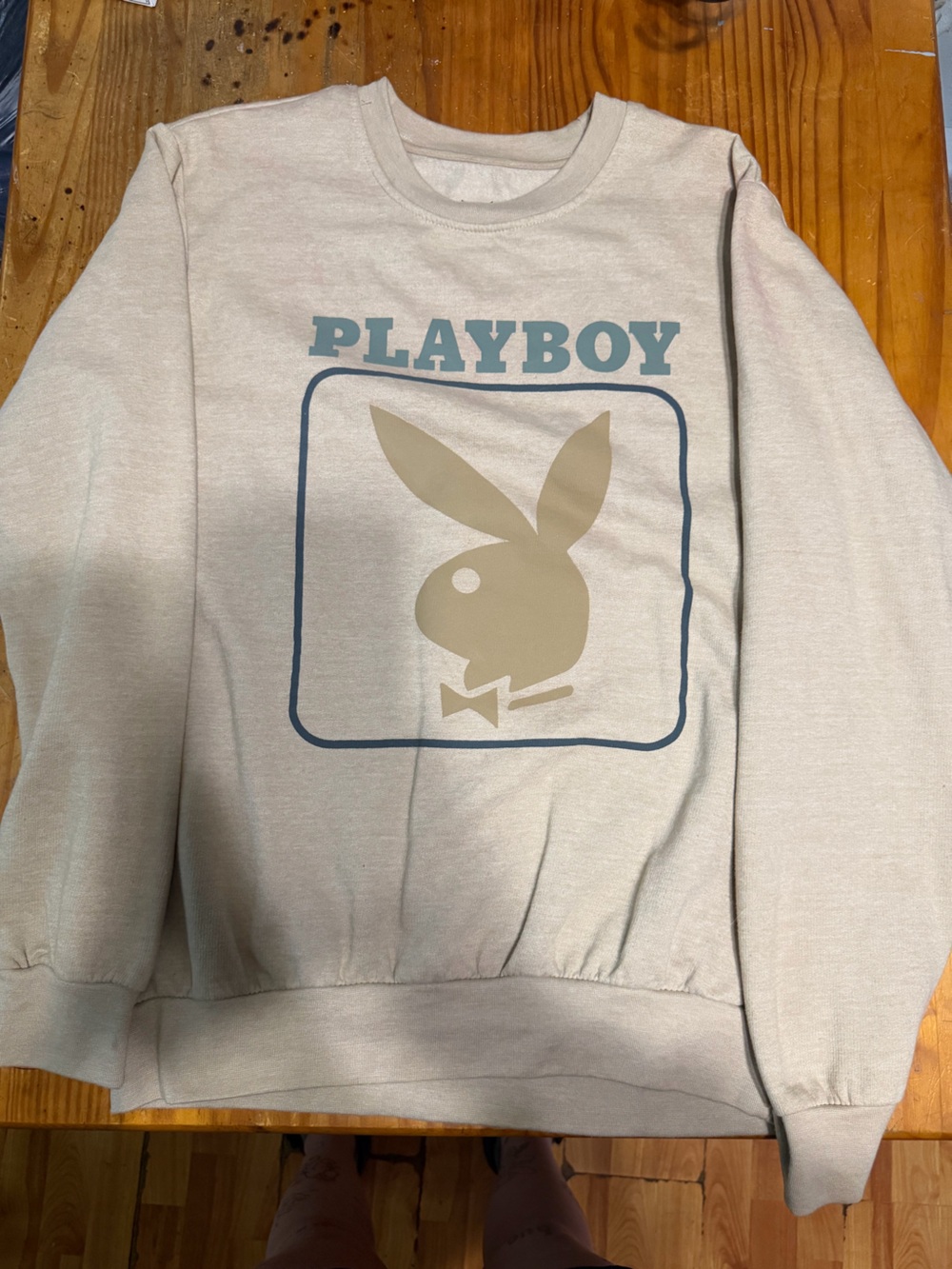 PLAYBOY Beige Sweatshirt with Black Logo Print
